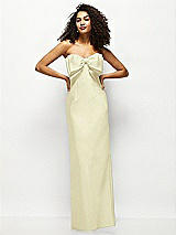 Alt View 1 Thumbnail - Butter Yellow Strapless Satin Column Maxi Dress with Oversized Handcrafted Bow