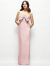 Alt View 2 Thumbnail - Ballet Pink Strapless Satin Column Maxi Dress with Oversized Handcrafted Bow