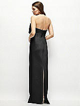 Alt View 4 Thumbnail - Black Strapless Satin Column Maxi Dress with Oversized Handcrafted Bow