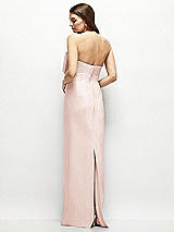 Alt View 4 Thumbnail - Blush Strapless Satin Column Maxi Dress with Oversized Handcrafted Bow