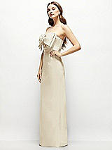 Alt View 3 Thumbnail - Champagne Strapless Satin Column Maxi Dress with Oversized Handcrafted Bow