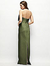 Alt View 4 Thumbnail - Olive Green Strapless Satin Column Maxi Dress with Oversized Handcrafted Bow