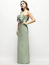Alt View 3 Thumbnail - Sage Strapless Satin Column Maxi Dress with Oversized Handcrafted Bow