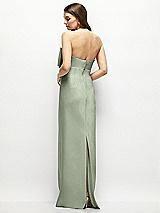 Alt View 4 Thumbnail - Sage Strapless Satin Column Maxi Dress with Oversized Handcrafted Bow