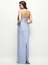 Alt View 4 Thumbnail - Sky Blue Strapless Satin Column Maxi Dress with Oversized Handcrafted Bow