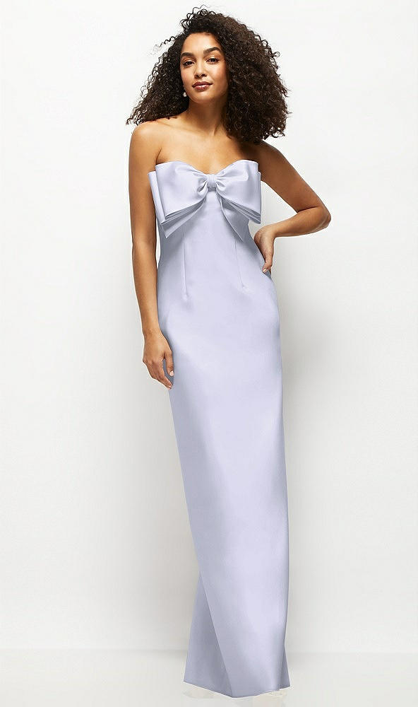 Front View - Silver Dove Strapless Satin Column Maxi Dress with Oversized Handcrafted Bow