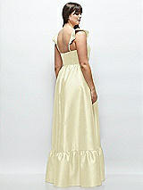 Alt View 3 Thumbnail - Butter Yellow Satin Corset Maxi Dress with Ruffle Straps & Skirt