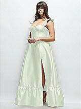 Alt View 2 Thumbnail - Mint Green Satin Corset Maxi Dress with Ruffle Straps & Skirt
