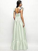 Rear View Thumbnail - Mint Green Satin Corset Maxi Dress with Ruffle Straps & Skirt