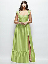 Alt View 1 Thumbnail - Mojito Satin Corset Maxi Dress with Ruffle Straps & Skirt
