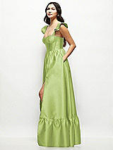 Side View Thumbnail - Mojito Satin Corset Maxi Dress with Ruffle Straps & Skirt
