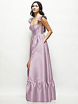 Side View Thumbnail - Suede Rose Satin Corset Maxi Dress with Ruffle Straps & Skirt