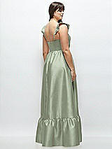 Alt View 3 Thumbnail - Sage Satin Corset Maxi Dress with Ruffle Straps & Skirt