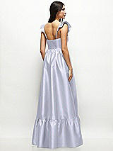 Rear View Thumbnail - Silver Dove Satin Corset Maxi Dress with Ruffle Straps & Skirt