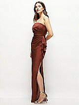 Alt View 2 Thumbnail - Auburn Moon Strapless Draped Skirt Satin Maxi Dress with Cascade Ruffle