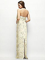 Alt View 4 Thumbnail - Butter Yellow Floral Strapless Floral Satin Column Maxi Dress with Oversized Bow