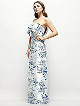 Alt View 3 Thumbnail - Cottage Rose Larkspur Strapless Floral Satin Column Maxi Dress with Oversized Bow
