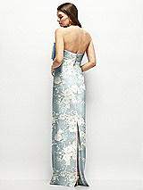 Alt View 4 Thumbnail - Porcelain Blue Seraphina Floral Strapless Floral Satin Column Maxi Dress with Oversized Bow