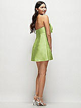 Rear View Thumbnail - Mojito Strapless Bell Skirt Satin Mini Dress with Oversized Bow