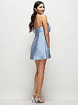Rear View Thumbnail - Cloudy Strapless Bell Skirt Satin Mini Dress with Oversized Bow