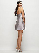 Rear View Thumbnail - Cashmere Gray Strapless Bell Skirt Satin Mini Dress with Oversized Bow