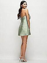 Rear View Thumbnail - Sage Strapless Bell Skirt Satin Mini Dress with Oversized Bow