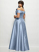 Alt View 2 Thumbnail - Cloudy Asymmetrical Bow Off-Shoulder Satin Gown with Ballroom Skirt