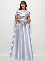 Alt View 1 Thumbnail - Silver Dove Asymmetrical Bow Off-Shoulder Satin Gown with Ballroom Skirt