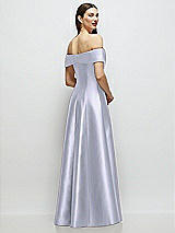 Rear View Thumbnail - Silver Dove Asymmetrical Bow Off-Shoulder Satin Gown with Ballroom Skirt