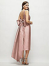 Rear View Thumbnail - Neu Nude Scoop Neck Corset Satin Midi Dress with Floor-Length Bow Tails