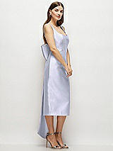 Side View Thumbnail - Silver Dove Scoop Neck Corset Satin Midi Dress with Floor-Length Bow Tails