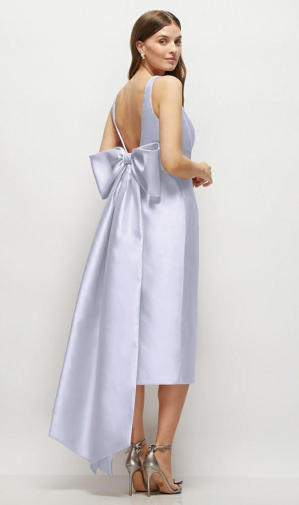 Back View - Silver Dove Scoop Neck Corset Satin Midi Dress with Floor-Length Bow Tails