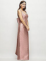 Side View Thumbnail - Neu Nude Scoop Neck Corset Satin Maxi Dress with Floor-Length Bow Tails