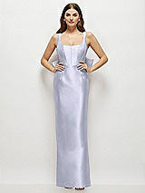Rear View Thumbnail - Silver Dove Scoop Neck Corset Satin Maxi Dress with Floor-Length Bow Tails