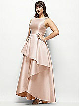 Side View Thumbnail - Cameo Satin Maxi Dress with Asymmetrical Layered Ballgown Skirt