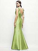 Rear View Thumbnail - Mojito Satin Fit and Flare Maxi Dress with Shoulder Bows