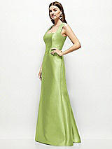 Side View Thumbnail - Mojito Satin Square Neck Fit and Flare Maxi Dress
