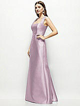 Side View Thumbnail - Suede Rose Satin Square Neck Fit and Flare Maxi Dress