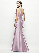 Rear View Thumbnail - Suede Rose Satin Square Neck Fit and Flare Maxi Dress
