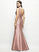 Rear View Thumbnail - Neu Nude Satin Square Neck Fit and Flare Maxi Dress