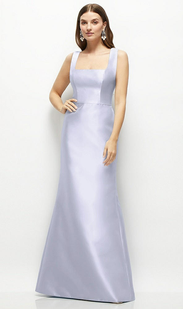Front View - Silver Dove Satin Square Neck Fit and Flare Maxi Dress