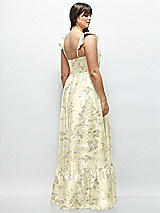Alt View 3 Thumbnail - Butter Yellow Floral Floral Satin Corset Maxi Dress with Ruffle Straps & Skirt