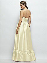 Rear View Thumbnail - Butter Yellow Strapless Cat-Eye Boned Bodice Maxi Dress with Ruffle Hem