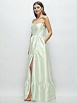 Side View Thumbnail - Mint Green Strapless Cat-Eye Boned Bodice Maxi Dress with Ruffle Hem