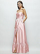 Side View Thumbnail - Ballet Pink Strapless Cat-Eye Boned Bodice Maxi Dress with Ruffle Hem