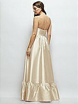 Rear View Thumbnail - Champagne Strapless Cat-Eye Boned Bodice Maxi Dress with Ruffle Hem