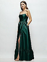 Side View Thumbnail - Evergreen Strapless Cat-Eye Boned Bodice Maxi Dress with Ruffle Hem