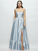 Front View Thumbnail - Mist Strapless Cat-Eye Boned Bodice Maxi Dress with Ruffle Hem