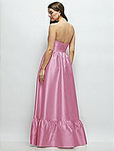 Rear View Thumbnail - Powder Pink Strapless Cat-Eye Boned Bodice Maxi Dress with Ruffle Hem