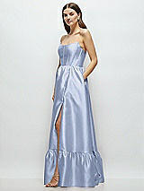 Side View Thumbnail - Sky Blue Strapless Cat-Eye Boned Bodice Maxi Dress with Ruffle Hem